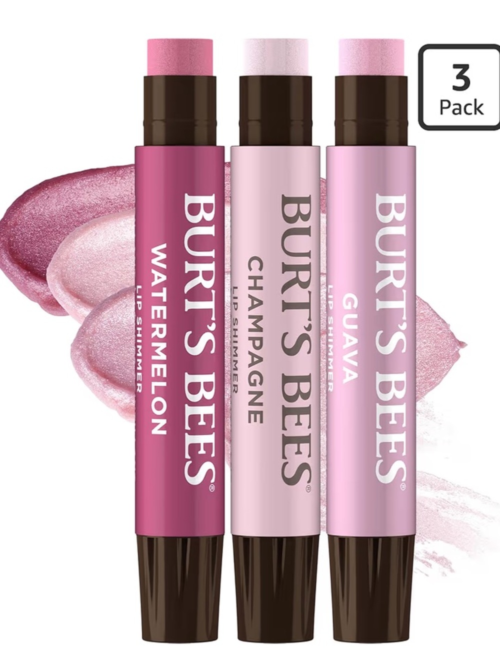 Burt's Bees Lip Shimmer Pink Collection, Tinted Lip Balm Sticks Set Pinks New